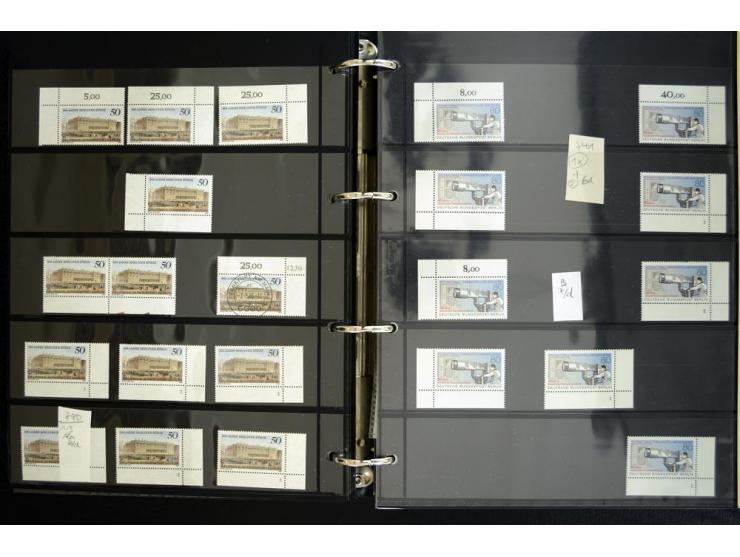 1948/90, postfrische Spezialsammlung, fast ausschließlich Rand- und vor allem Eckrandstücke, dabei auch Paare und 4er-Blocks,