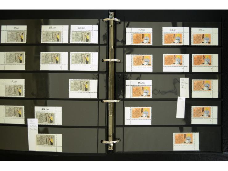 1948/90, postfrische Spezialsammlung, fast ausschließlich Rand- und vor allem Eckrandstücke, dabei auch Paare und 4er-Blocks,