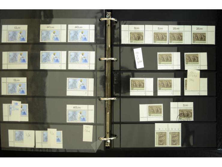 1948/90, postfrische Spezialsammlung, fast ausschließlich Rand- und vor allem Eckrandstücke, dabei auch Paare und 4er-Blocks,