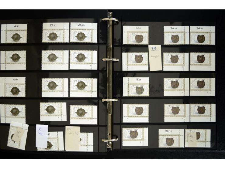1948/90, postfrische Spezialsammlung, fast ausschließlich Rand- und vor allem Eckrandstücke, dabei auch Paare und 4er-Blocks,