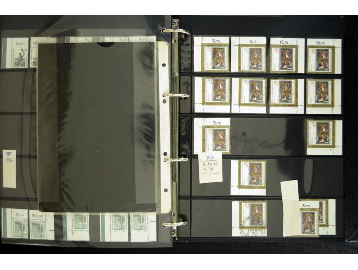 1948/90, postfrische Spezialsammlung, fast ausschließlich Rand- und vor allem Eckrandstücke, dabei auch Paare und 4er-Blocks,