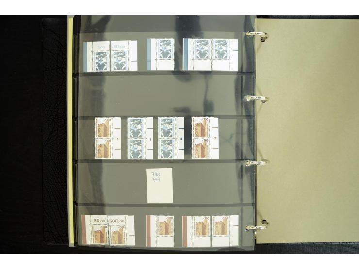 1948/90, postfrische Spezialsammlung, fast ausschließlich Rand- und vor allem Eckrandstücke, dabei auch Paare und 4er-Blocks,