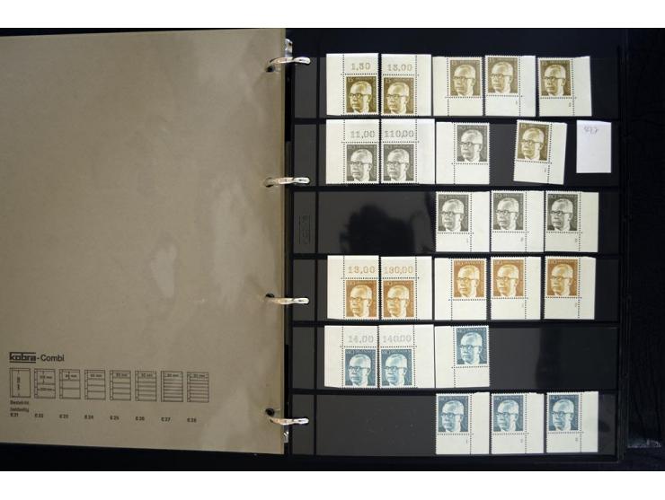 1948/90, postfrische Spezialsammlung, fast ausschließlich Rand- und vor allem Eckrandstücke, dabei auch Paare und 4er-Blocks,