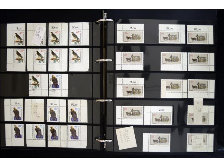 1948/90, postfrische Spezialsammlung, fast ausschließlich Rand- und vor allem Eckrandstücke, dabei auch Paare und 4er-Blocks,