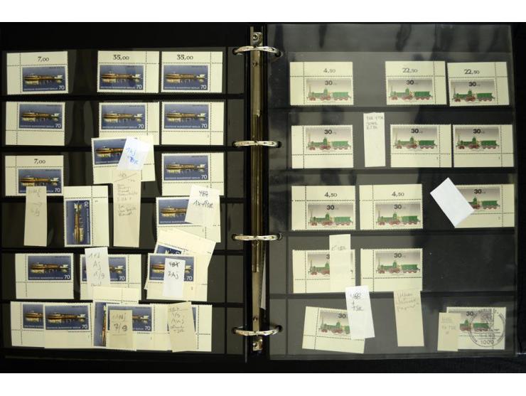 1948/90, postfrische Spezialsammlung, fast ausschließlich Rand- und vor allem Eckrandstücke, dabei auch Paare und 4er-Blocks,