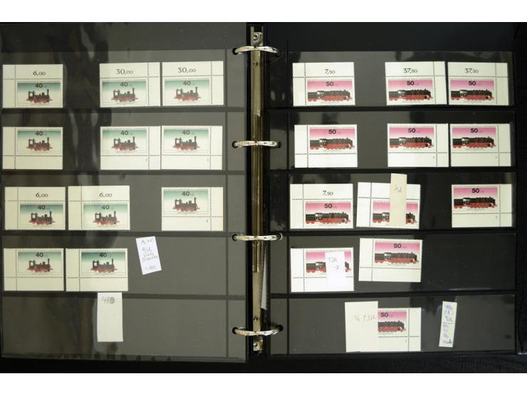1948/90, postfrische Spezialsammlung, fast ausschließlich Rand- und vor allem Eckrandstücke, dabei auch Paare und 4er-Blocks,