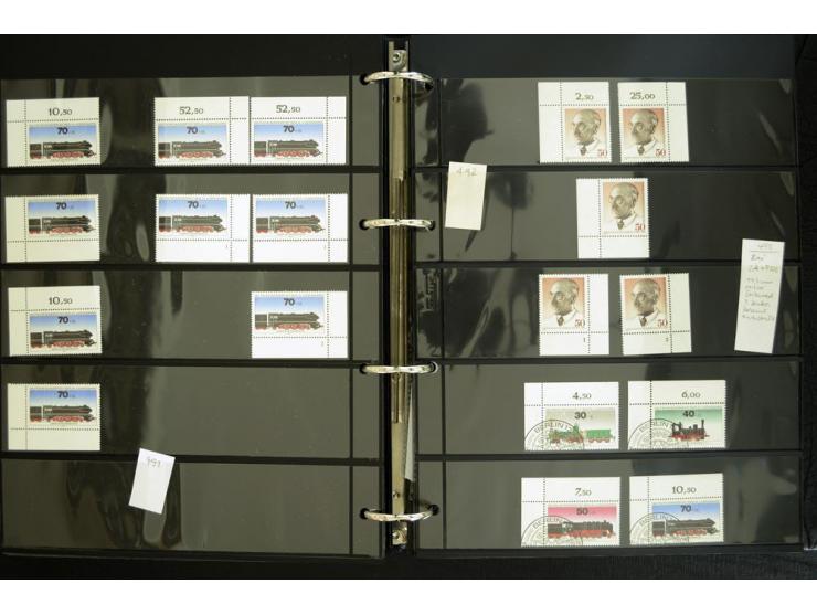 1948/90, postfrische Spezialsammlung, fast ausschließlich Rand- und vor allem Eckrandstücke, dabei auch Paare und 4er-Blocks,