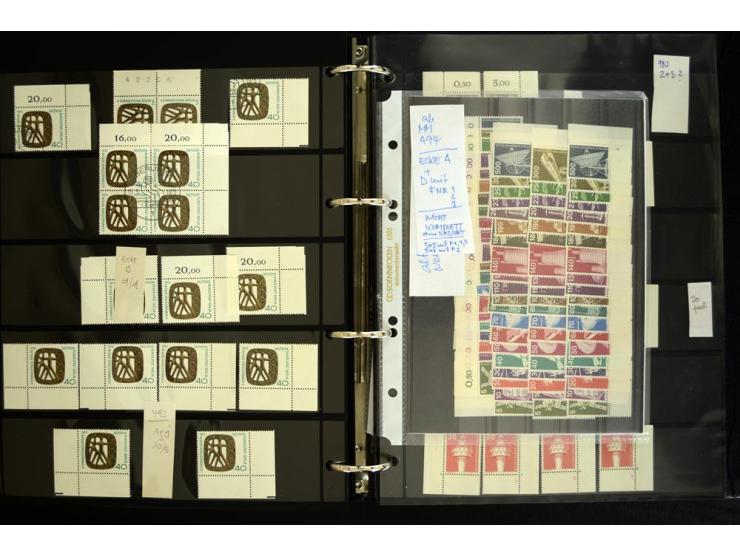 1948/90, postfrische Spezialsammlung, fast ausschließlich Rand- und vor allem Eckrandstücke, dabei auch Paare und 4er-Blocks,