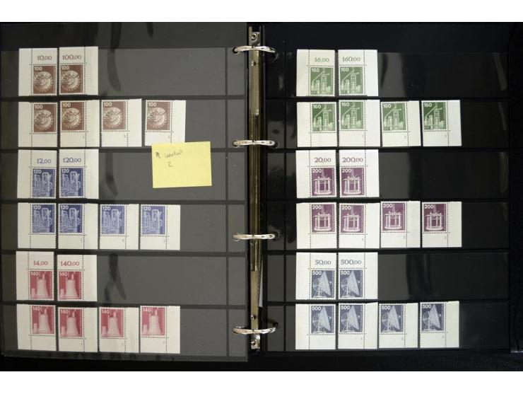 1948/90, postfrische Spezialsammlung, fast ausschließlich Rand- und vor allem Eckrandstücke, dabei auch Paare und 4er-Blocks,