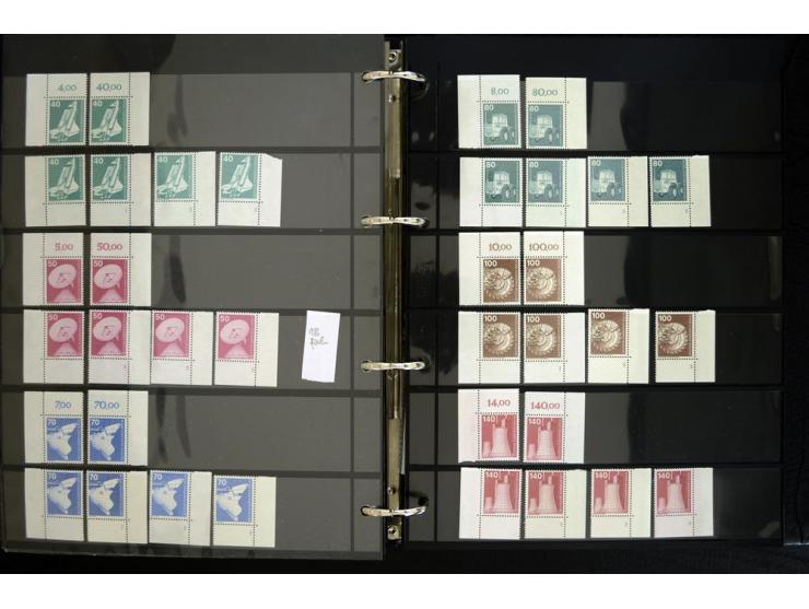1948/90, postfrische Spezialsammlung, fast ausschließlich Rand- und vor allem Eckrandstücke, dabei auch Paare und 4er-Blocks,
