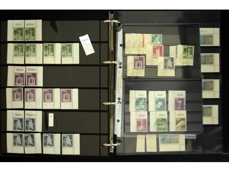 1948/90, postfrische Spezialsammlung, fast ausschließlich Rand- und vor allem Eckrandstücke, dabei auch Paare und 4er-Blocks,