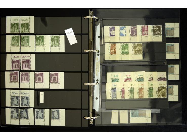 1948/90, postfrische Spezialsammlung, fast ausschließlich Rand- und vor allem Eckrandstücke, dabei auch Paare und 4er-Blocks,