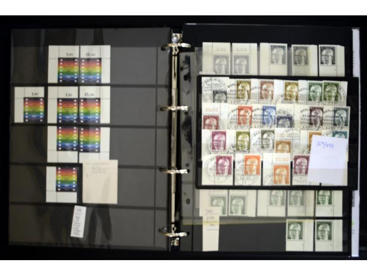 1948/90, postfrische Spezialsammlung, fast ausschließlich Rand- und vor allem Eckrandstücke, dabei auch Paare und 4er-Blocks,