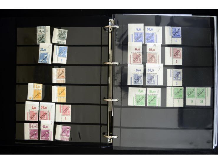 1948/90, postfrische Spezialsammlung, fast ausschließlich Rand- und vor allem Eckrandstücke, dabei auch Paare und 4er-Blocks,