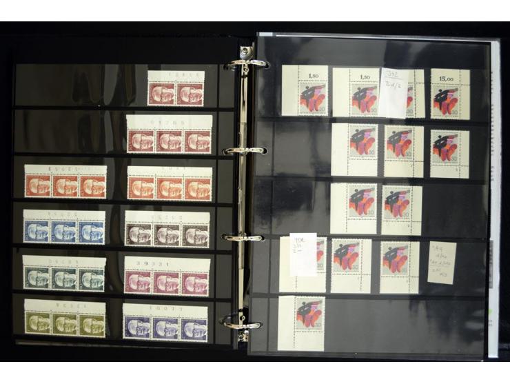 1948/90, postfrische Spezialsammlung, fast ausschließlich Rand- und vor allem Eckrandstücke, dabei auch Paare und 4er-Blocks,