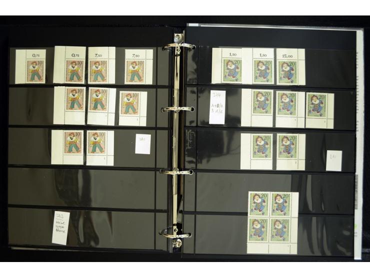 1948/90, postfrische Spezialsammlung, fast ausschließlich Rand- und vor allem Eckrandstücke, dabei auch Paare und 4er-Blocks,