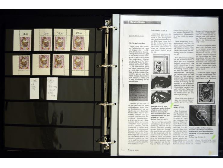 1948/90, postfrische Spezialsammlung, fast ausschließlich Rand- und vor allem Eckrandstücke, dabei auch Paare und 4er-Blocks,