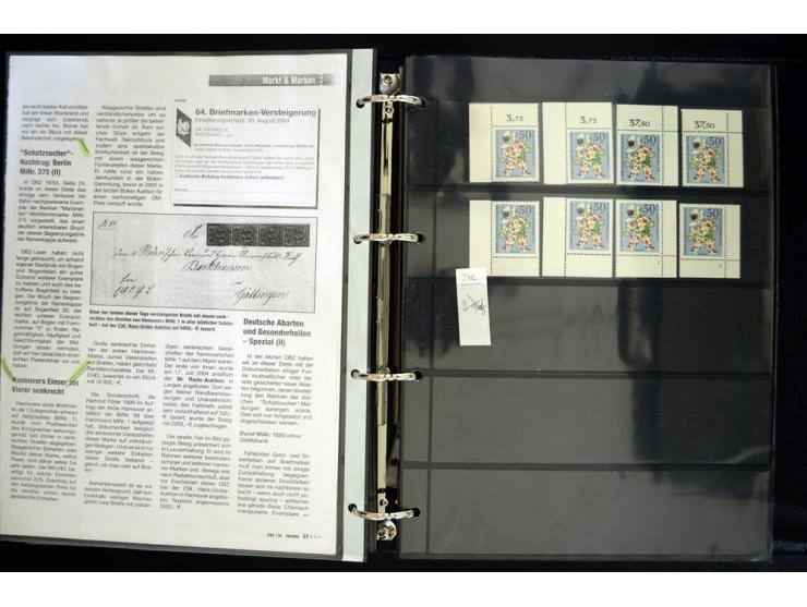 1948/90, postfrische Spezialsammlung, fast ausschließlich Rand- und vor allem Eckrandstücke, dabei auch Paare und 4er-Blocks,