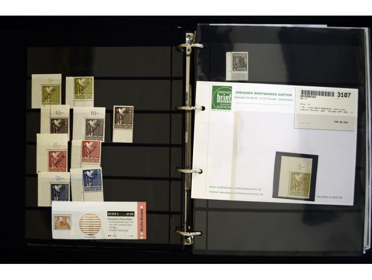 1948/90, postfrische Spezialsammlung, fast ausschließlich Rand- und vor allem Eckrandstücke, dabei auch Paare und 4er-Blocks,