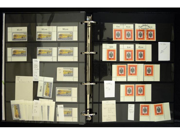 1948/90, postfrische Spezialsammlung, fast ausschließlich Rand- und vor allem Eckrandstücke, dabei auch Paare und 4er-Blocks,