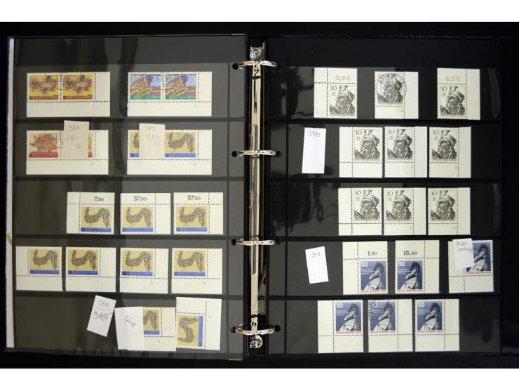 1948/90, postfrische Spezialsammlung, fast ausschließlich Rand- und vor allem Eckrandstücke, dabei auch Paare und 4er-Blocks,