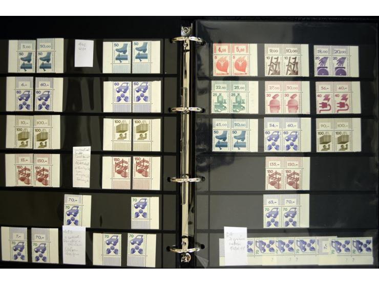 1948/90, postfrische Spezialsammlung, fast ausschließlich Rand- und vor allem Eckrandstücke, dabei auch Paare und 4er-Blocks,
