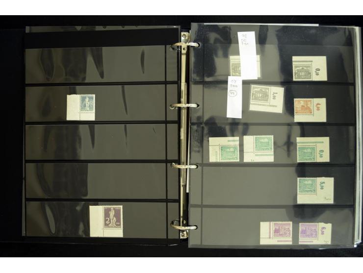 1948/90, postfrische Spezialsammlung, fast ausschließlich Rand- und vor allem Eckrandstücke, dabei auch Paare und 4er-Blocks,