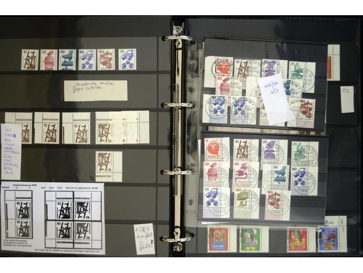 1948/90, postfrische Spezialsammlung, fast ausschließlich Rand- und vor allem Eckrandstücke, dabei auch Paare und 4er-Blocks,