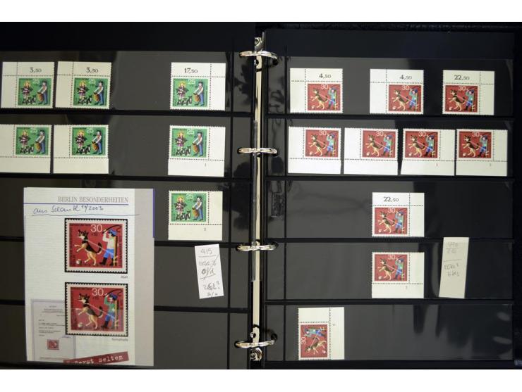 1948/90, postfrische Spezialsammlung, fast ausschließlich Rand- und vor allem Eckrandstücke, dabei auch Paare und 4er-Blocks,