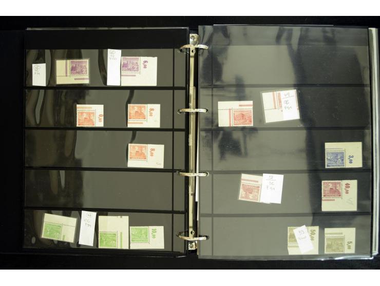 1948/90, postfrische Spezialsammlung, fast ausschließlich Rand- und vor allem Eckrandstücke, dabei auch Paare und 4er-Blocks,