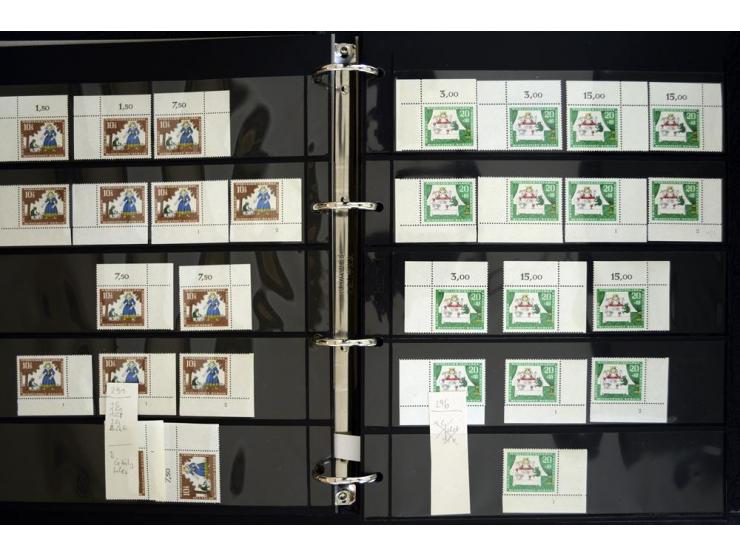 1948/90, postfrische Spezialsammlung, fast ausschließlich Rand- und vor allem Eckrandstücke, dabei auch Paare und 4er-Blocks,