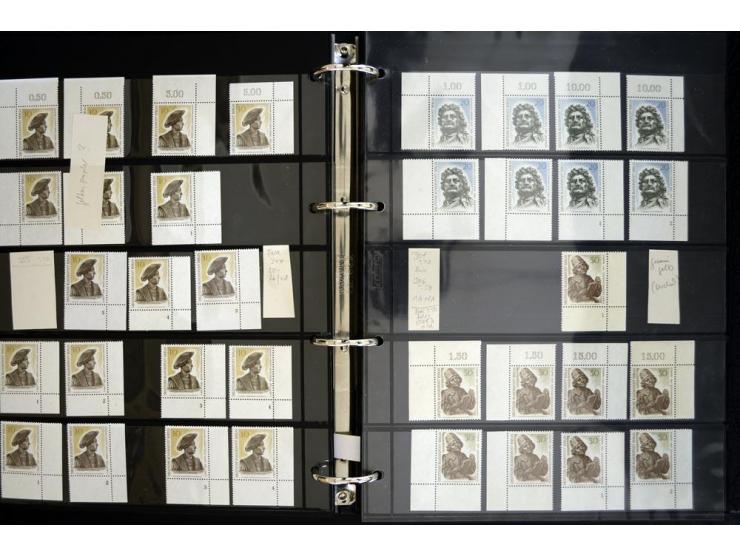 1948/90, postfrische Spezialsammlung, fast ausschließlich Rand- und vor allem Eckrandstücke, dabei auch Paare und 4er-Blocks,