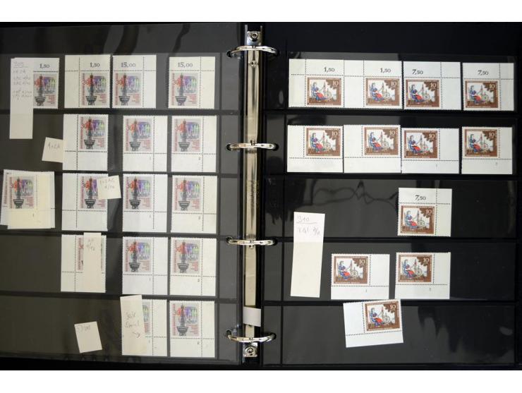 1948/90, postfrische Spezialsammlung, fast ausschließlich Rand- und vor allem Eckrandstücke, dabei auch Paare und 4er-Blocks,