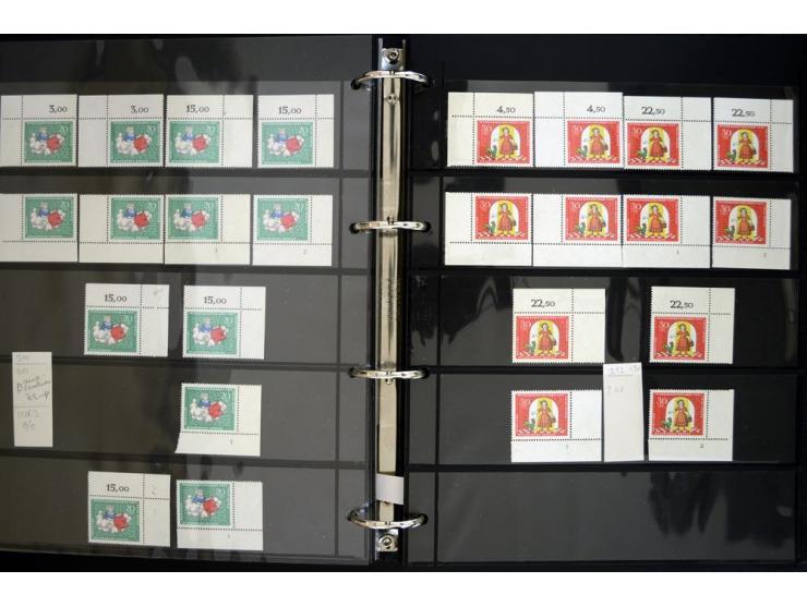 1948/90, postfrische Spezialsammlung, fast ausschließlich Rand- und vor allem Eckrandstücke, dabei auch Paare und 4er-Blocks,