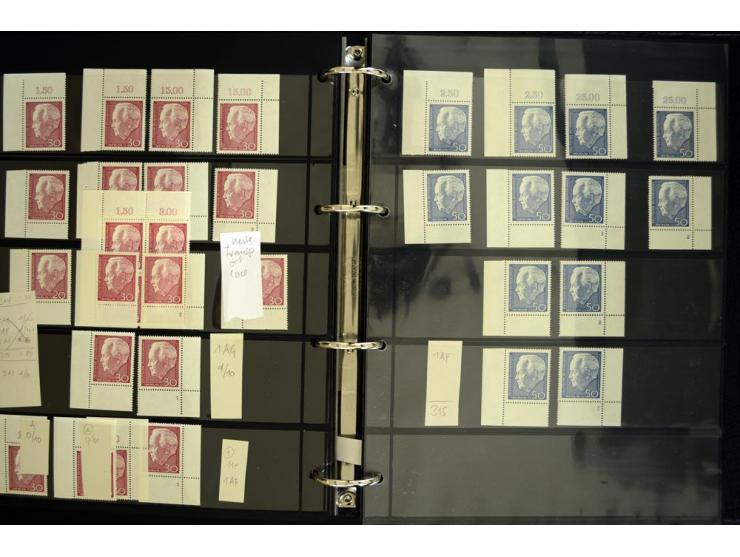 1948/90, postfrische Spezialsammlung, fast ausschließlich Rand- und vor allem Eckrandstücke, dabei auch Paare und 4er-Blocks,