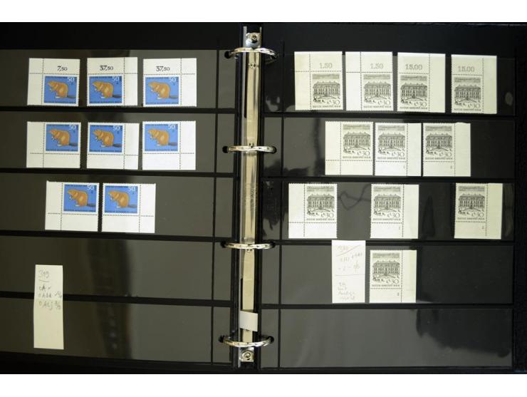 1948/90, postfrische Spezialsammlung, fast ausschließlich Rand- und vor allem Eckrandstücke, dabei auch Paare und 4er-Blocks,