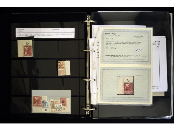1948/90, postfrische Spezialsammlung, fast ausschließlich Rand- und vor allem Eckrandstücke, dabei auch Paare und 4er-Blocks,