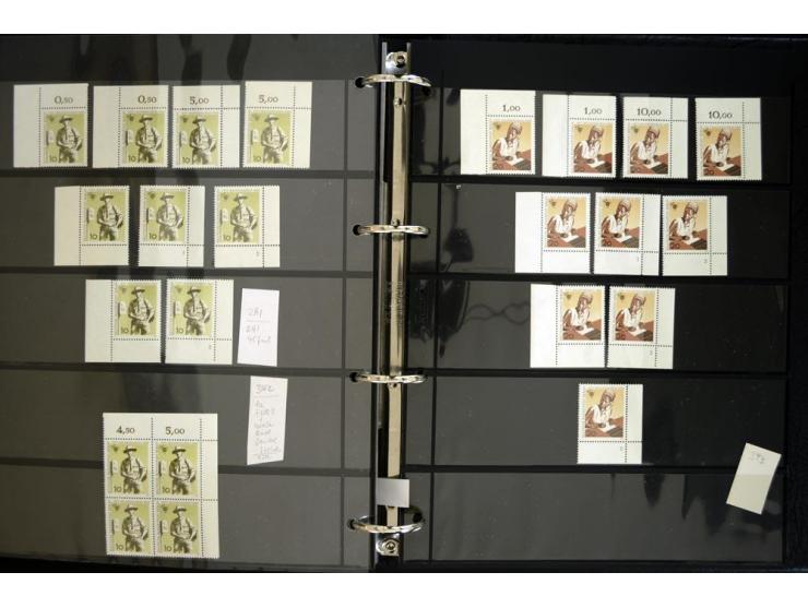 1948/90, postfrische Spezialsammlung, fast ausschließlich Rand- und vor allem Eckrandstücke, dabei auch Paare und 4er-Blocks,