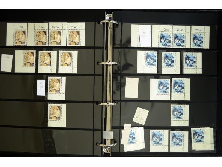 1948/90, postfrische Spezialsammlung, fast ausschließlich Rand- und vor allem Eckrandstücke, dabei auch Paare und 4er-Blocks,
