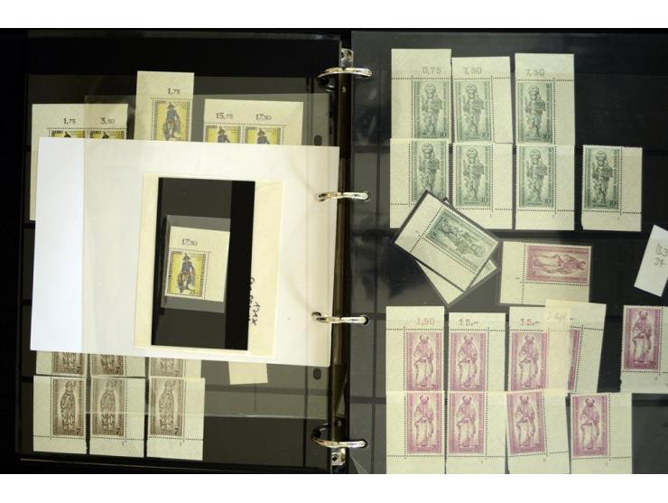 1948/90, postfrische Spezialsammlung, fast ausschließlich Rand- und vor allem Eckrandstücke, dabei auch Paare und 4er-Blocks,