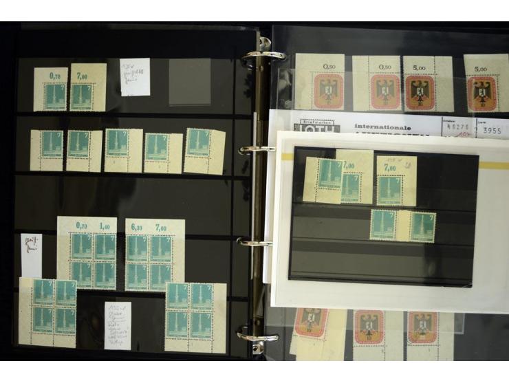 1948/90, postfrische Spezialsammlung, fast ausschließlich Rand- und vor allem Eckrandstücke, dabei auch Paare und 4er-Blocks,
