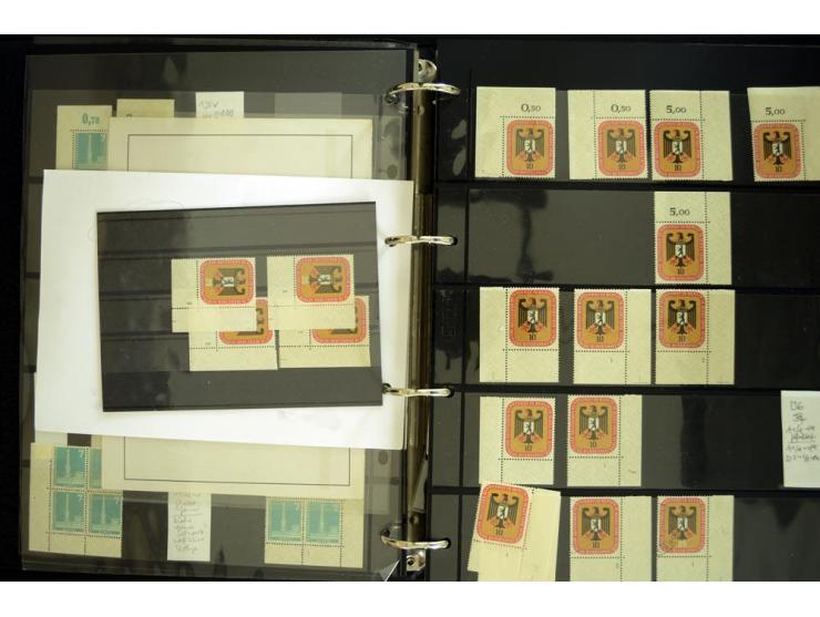 1948/90, postfrische Spezialsammlung, fast ausschließlich Rand- und vor allem Eckrandstücke, dabei auch Paare und 4er-Blocks,