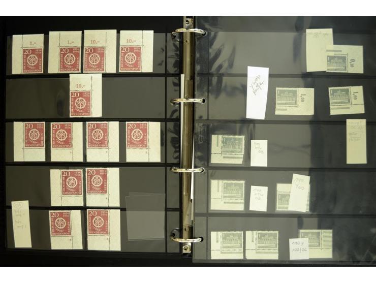 1948/90, postfrische Spezialsammlung, fast ausschließlich Rand- und vor allem Eckrandstücke, dabei auch Paare und 4er-Blocks,