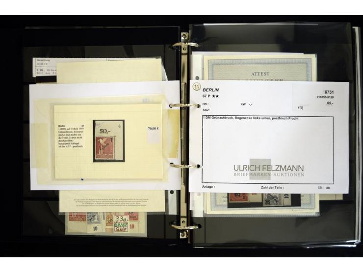 1948/90, postfrische Spezialsammlung, fast ausschließlich Rand- und vor allem Eckrandstücke, dabei auch Paare und 4er-Blocks,