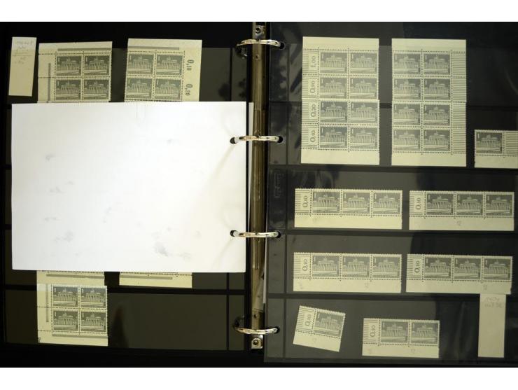 1948/90, postfrische Spezialsammlung, fast ausschließlich Rand- und vor allem Eckrandstücke, dabei auch Paare und 4er-Blocks,