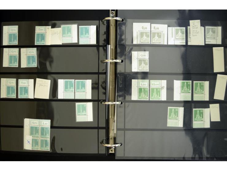 1948/90, postfrische Spezialsammlung, fast ausschließlich Rand- und vor allem Eckrandstücke, dabei auch Paare und 4er-Blocks,