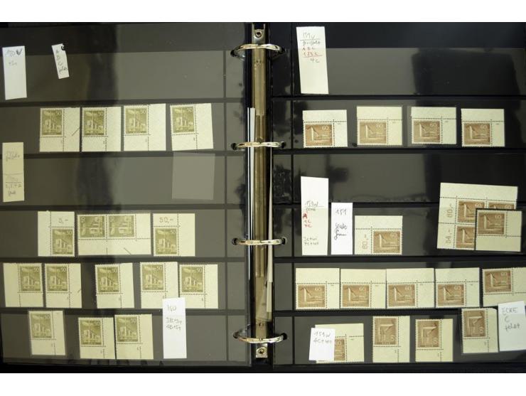 1948/90, postfrische Spezialsammlung, fast ausschließlich Rand- und vor allem Eckrandstücke, dabei auch Paare und 4er-Blocks,