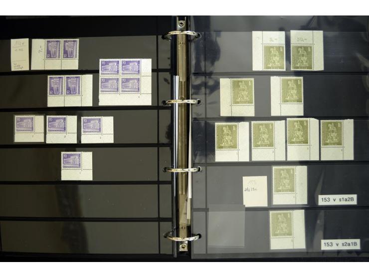 1948/90, postfrische Spezialsammlung, fast ausschließlich Rand- und vor allem Eckrandstücke, dabei auch Paare und 4er-Blocks,