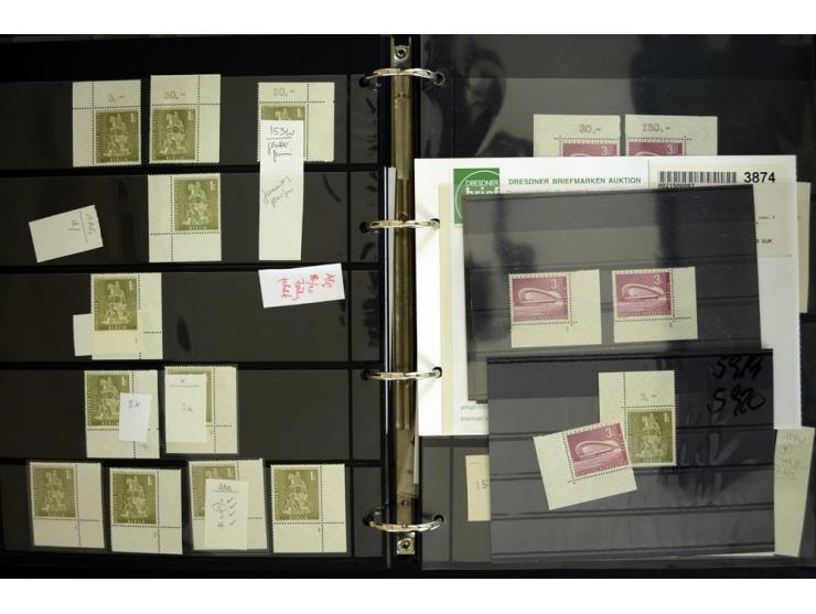 1948/90, postfrische Spezialsammlung, fast ausschließlich Rand- und vor allem Eckrandstücke, dabei auch Paare und 4er-Blocks,