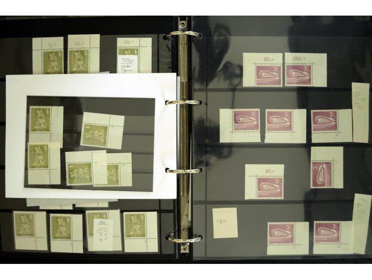 1948/90, postfrische Spezialsammlung, fast ausschließlich Rand- und vor allem Eckrandstücke, dabei auch Paare und 4er-Blocks,